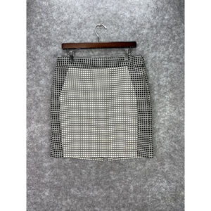 Banana Republic Skirt Womens 10 Black White Geometric Pencil Lined Office